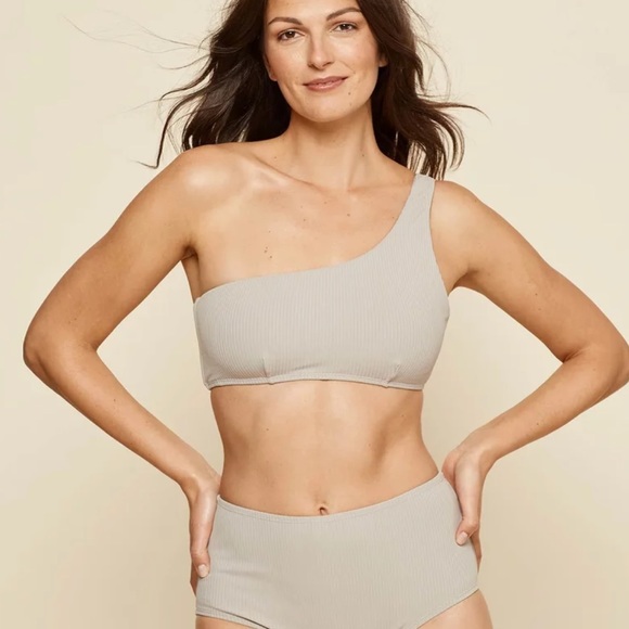 Andie Other - Andie Swim Wynwood One Shoulder Swim Top in Dove